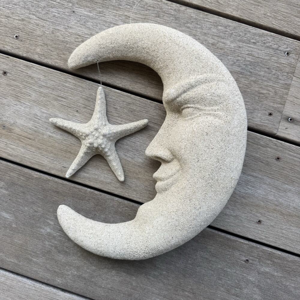 Celestial Sun Moon Wall Sand Art Vintage Starfish Nautical Hanging Art